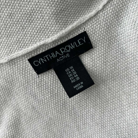 Cynthia Rowley Light Heather Grey Cotton Blend Knit Funnel-Neck Sweater – US 1X - Picture 14 of 14